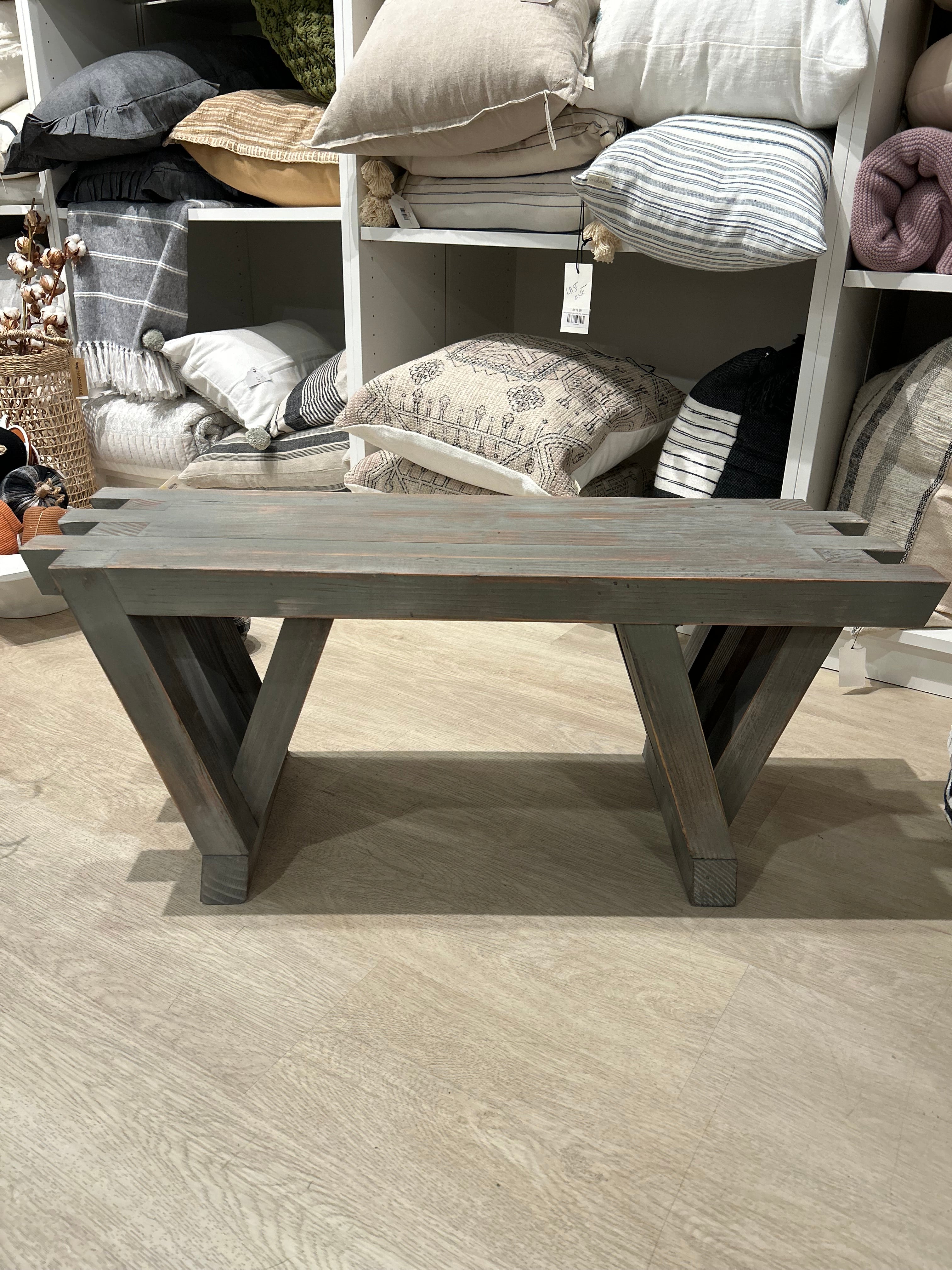 Solid Wood Grey Washed Bench