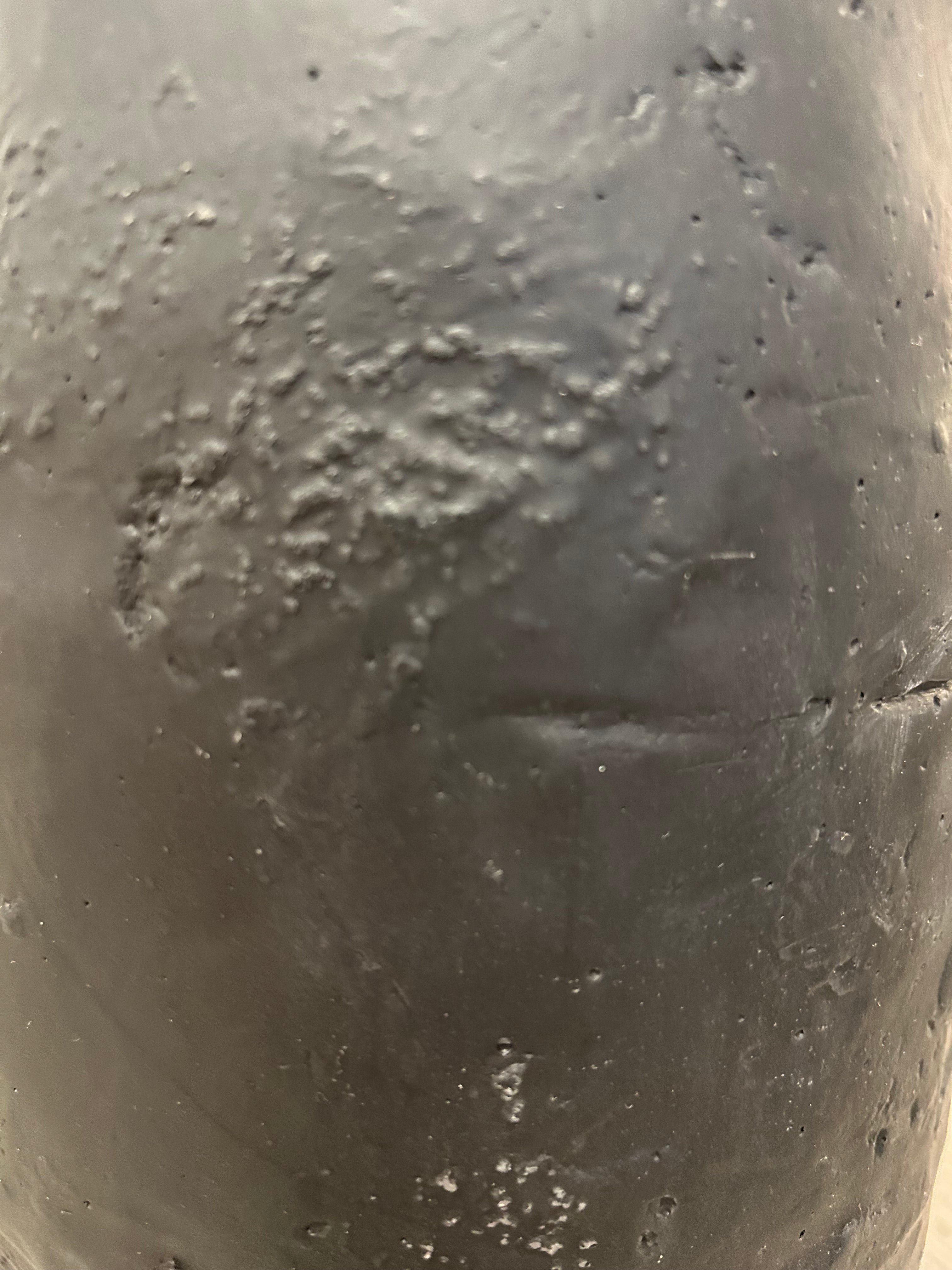 Black Cement Vase with Two Lines