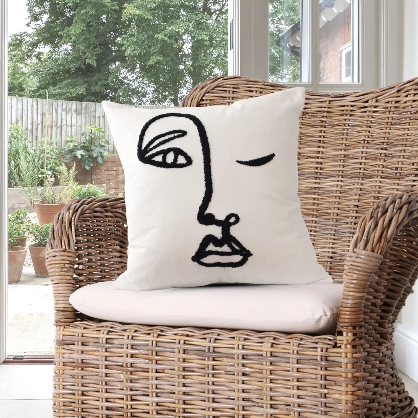 Face Embroidered Pillow