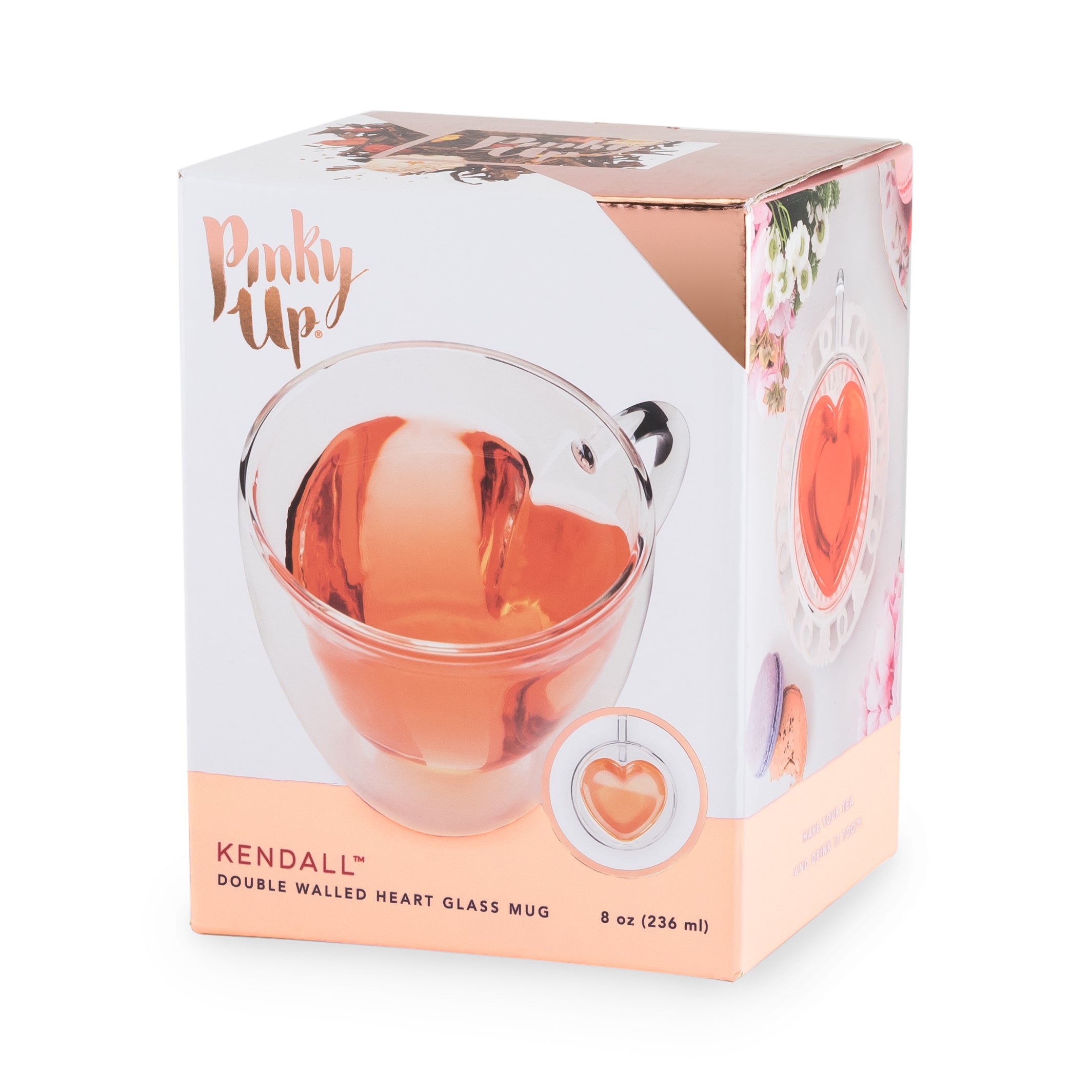 Pinky Up- Double Walled Heart Glass Mug