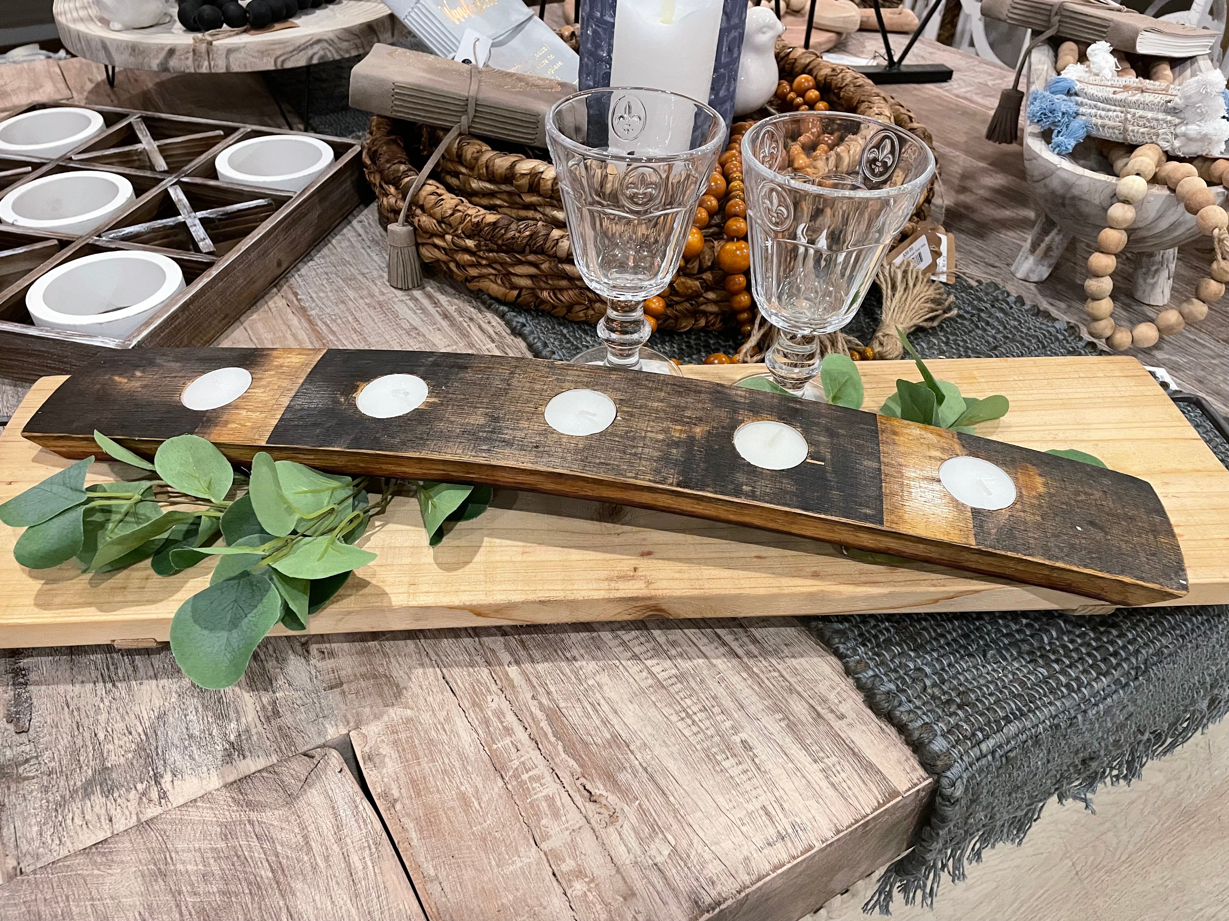 Oak Wine Stave Candle Holders- 2 Sizes