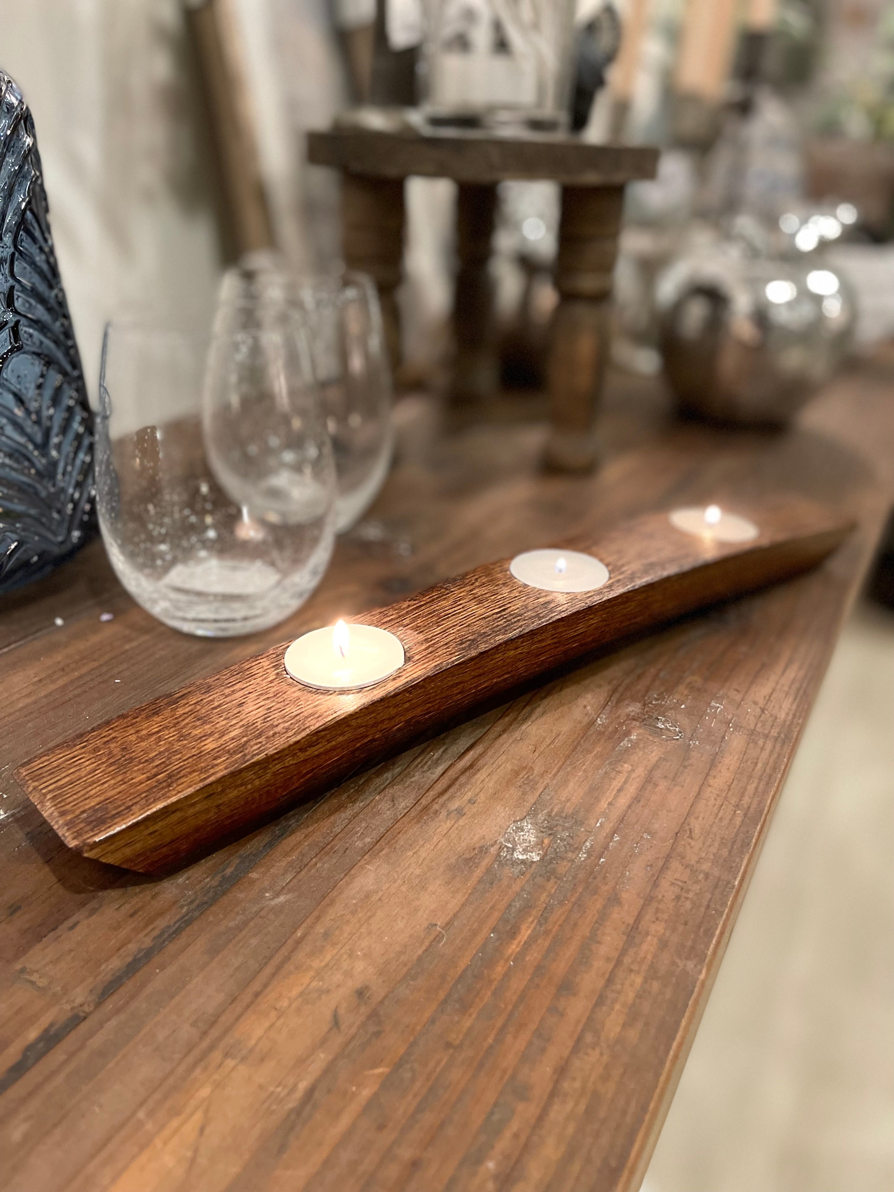 Oak Wine Stave Candle Holders- 2 Sizes