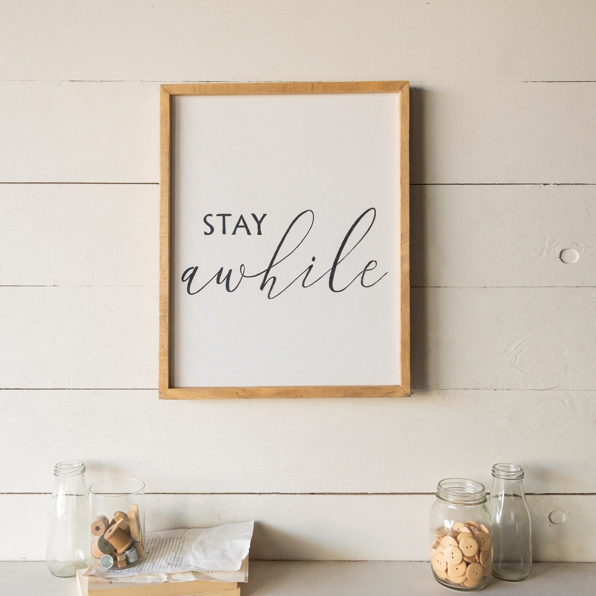 Stay Awhile Wooden Framed Print