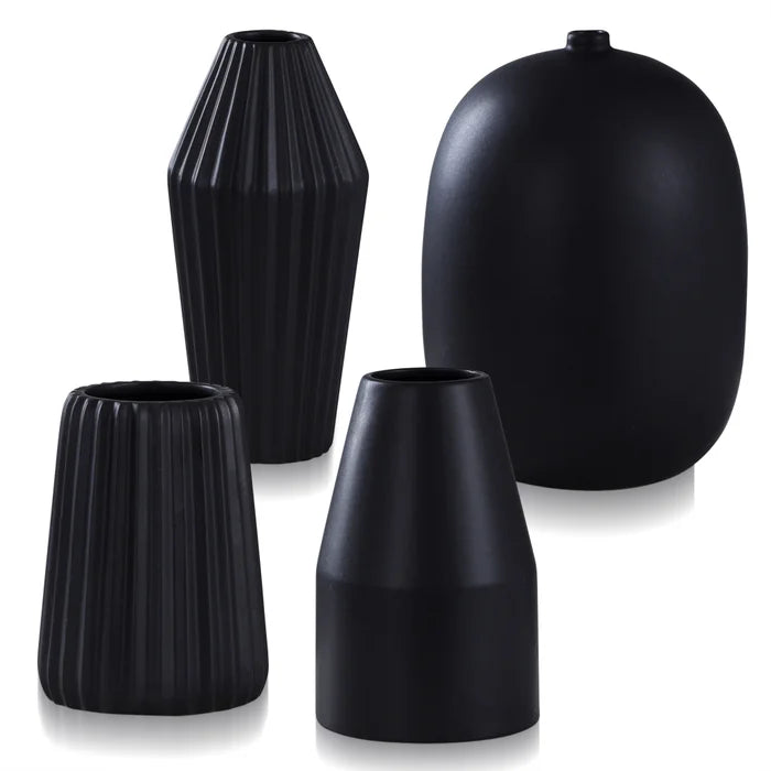 Matte Black and White Vases