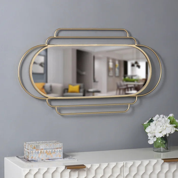 Gold Metal Oval Wall Mirror