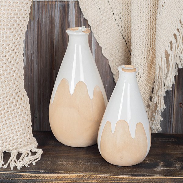 Antiqued Narrow Clay Vases