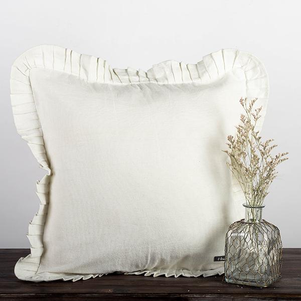 Pillow With Frill -Grey & Off- White