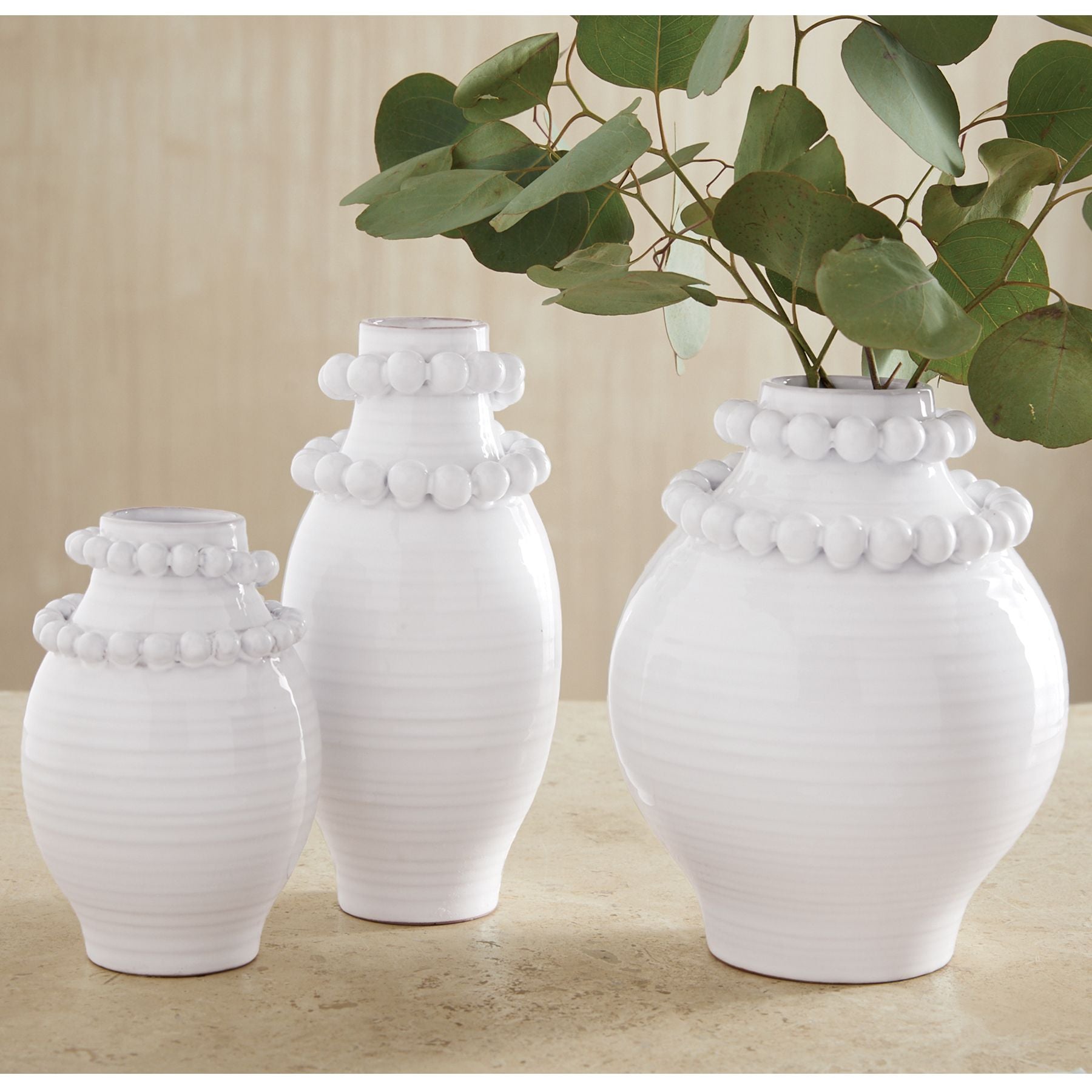 Beaded Stoneware Vases